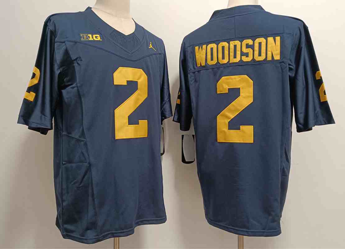 Men's Michigan Wolverines #2 Charles Woodson  F.U.S.E. Navy Blue  Stitched Jersey