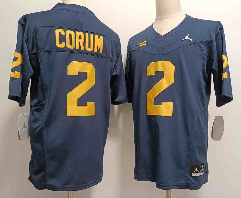 Men's Michigan Wolverines #2 Blake Corum  F.U.S.E. Navy Blue  Stitched Jersey