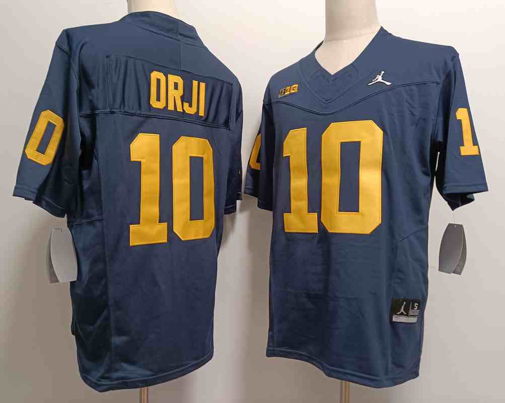 Men's Michigan Wolverines #10 Alex Orji  F.U.S.E. Navy Blue  Stitched Jersey