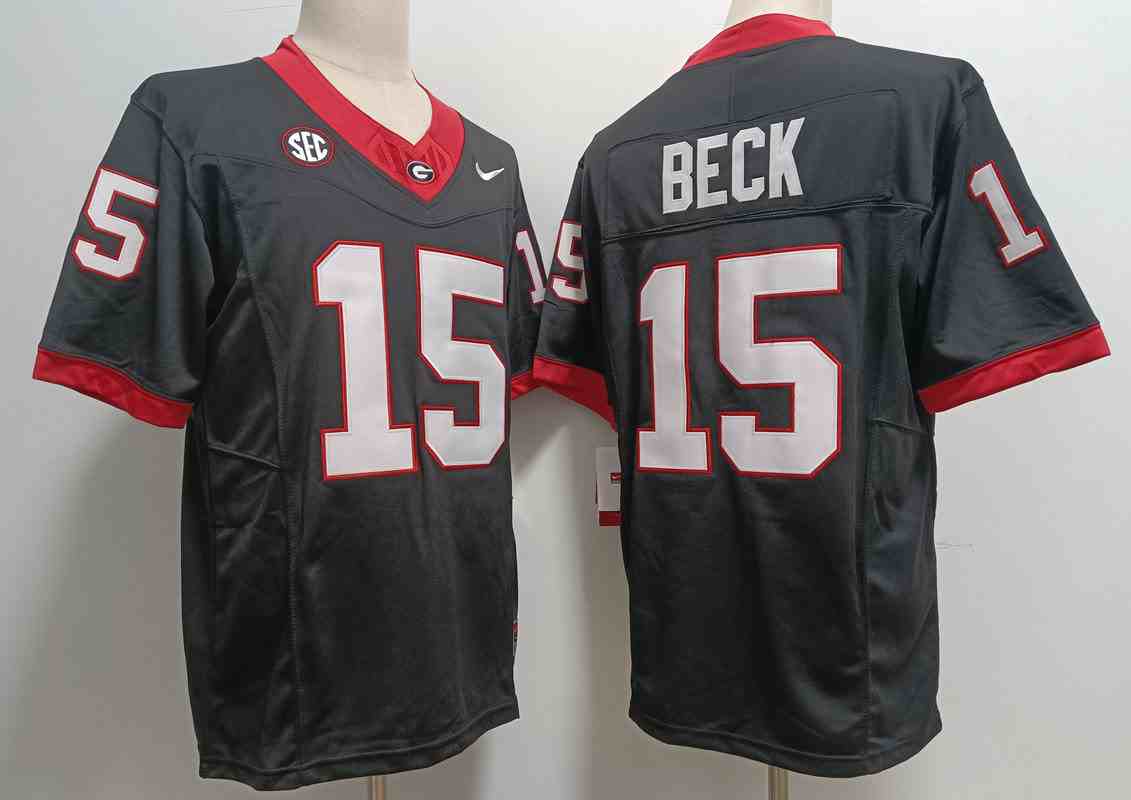 Men's Georgia Bulldogs #15 Carson Beck Black  Stitched Jersey