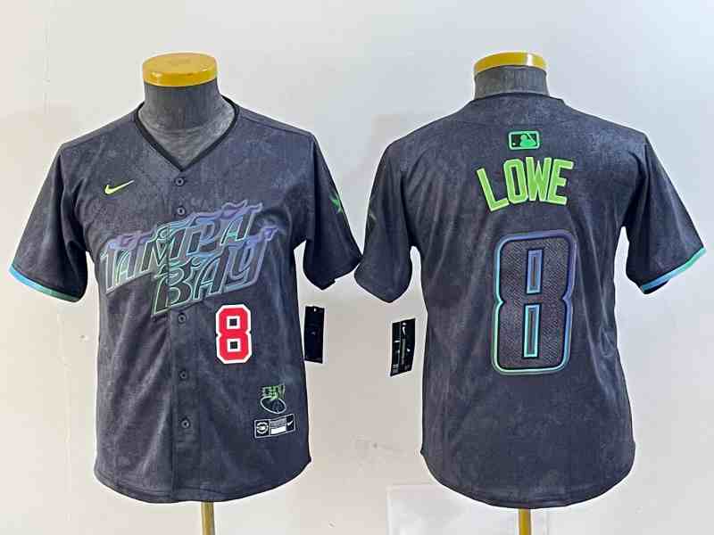 Women's Tampa Bay Rays #8 Brandon Lowe Charcoal 2024 City Connect Player Number Limited Cool Base Jerseys