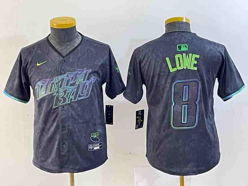 Women's  Tampa Bay Rays #8 Brandon Lowe Charcoal 2024 City Connect Limited Cool Base Jersey