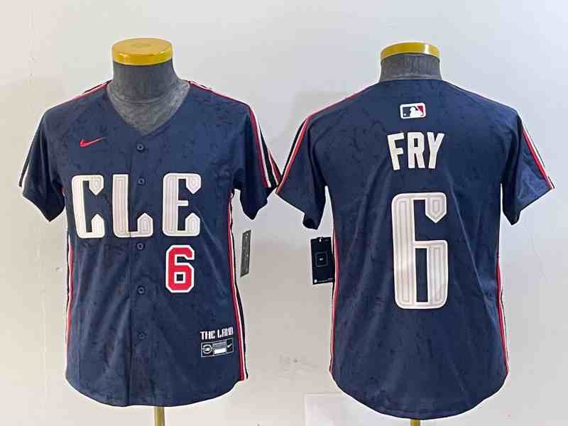 Women's  Cleveland Guardians #6 David Fry Navy 2024 City Connect Limited Stitched Jerseys