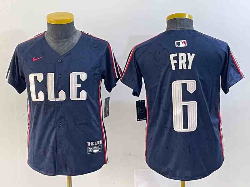 Women's  Cleveland Guardians #6 David Fry Navy 2024 City Connect Limited Stitched Jersey