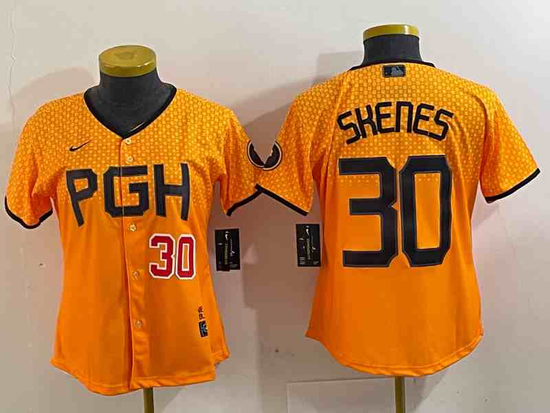 Women's Pittsburgh Pirates #30 Paul Skenes Yellow 2023 City Connect Stitched Jerseys