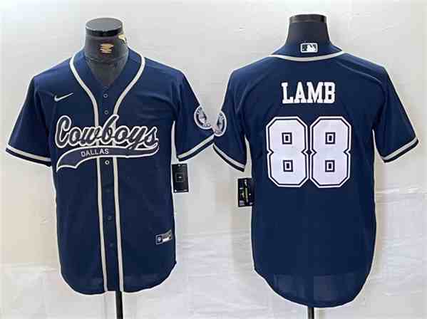 Men's Dallas Cowboys #88 CeeDee Lamb Navy Cool Base Baseball Stitched Jersey