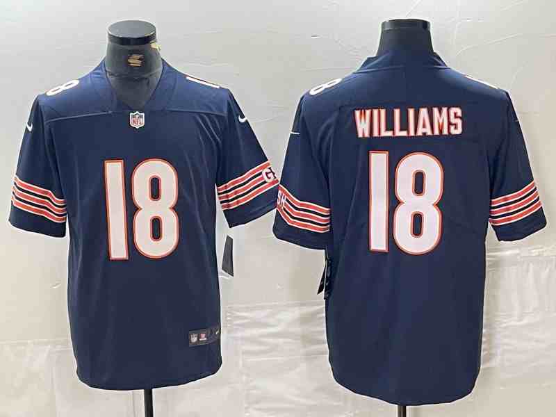 Men's Chicago Bears #18 Caleb Williams Navy 2024 Draft Vapor Football Stitched Jersey
