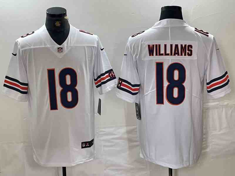 Men's Chicago Bears #18 Caleb Williams White 2024 Draft Vapor Football Stitched Jersey