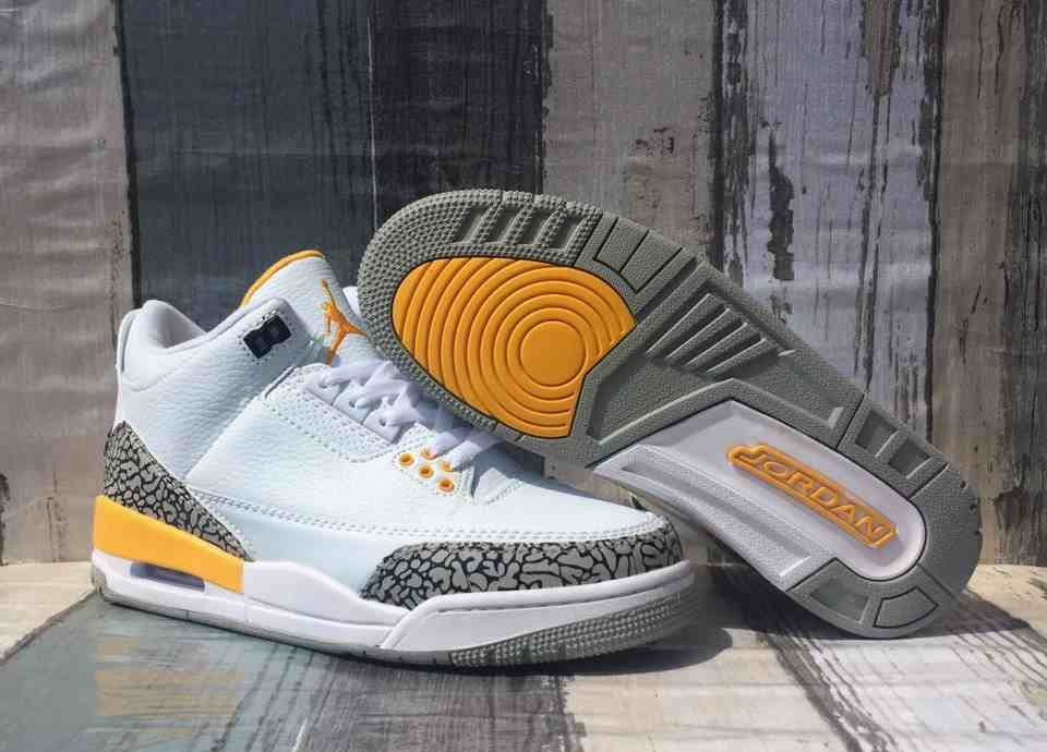 Air Jordan 3  White Yellow us7-us13 Men's shoes (2)