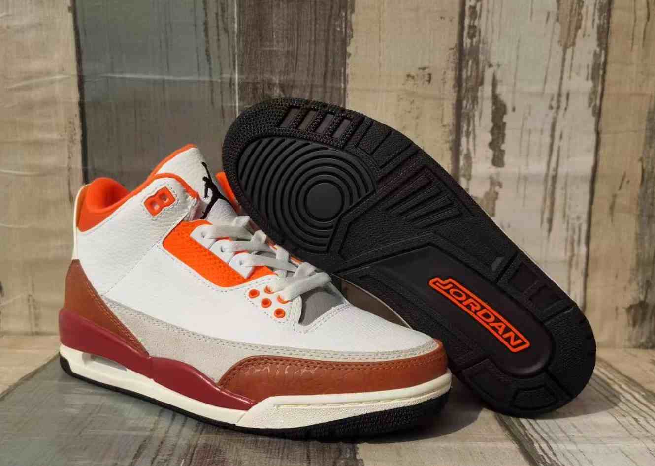 Air Jordan 3  White Orange Red us7-us13 Men's shoes
