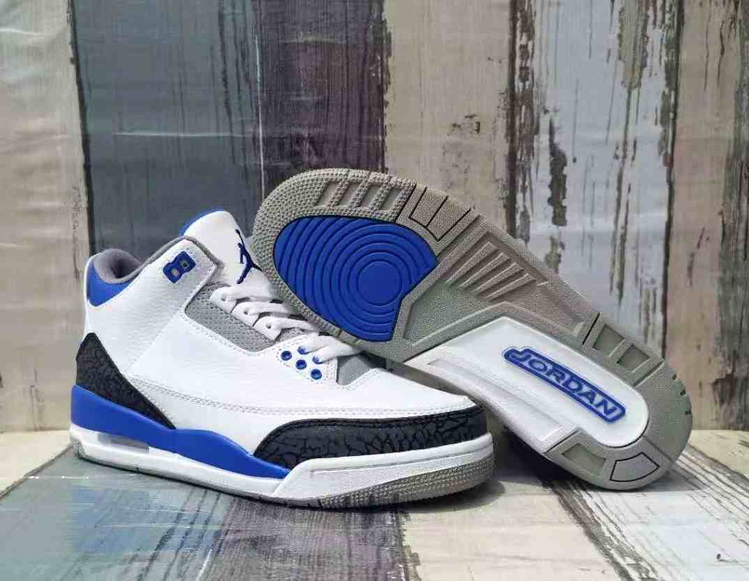 Air Jordan 3 White sapphire blue us7-us13 Men's shoes