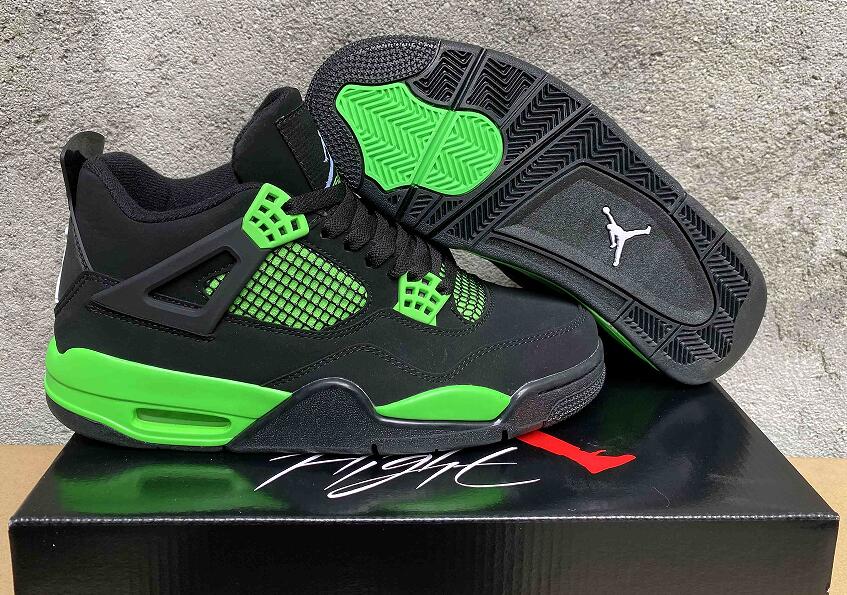 Air Jordan 4  Black  Fluorescent green us5.5-us13 Men's shoes