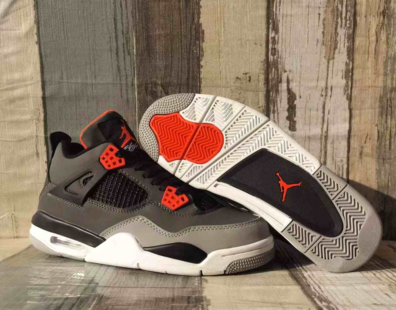 Air Jordan 4 Grey Orange Red us8-us13 Men's shoes