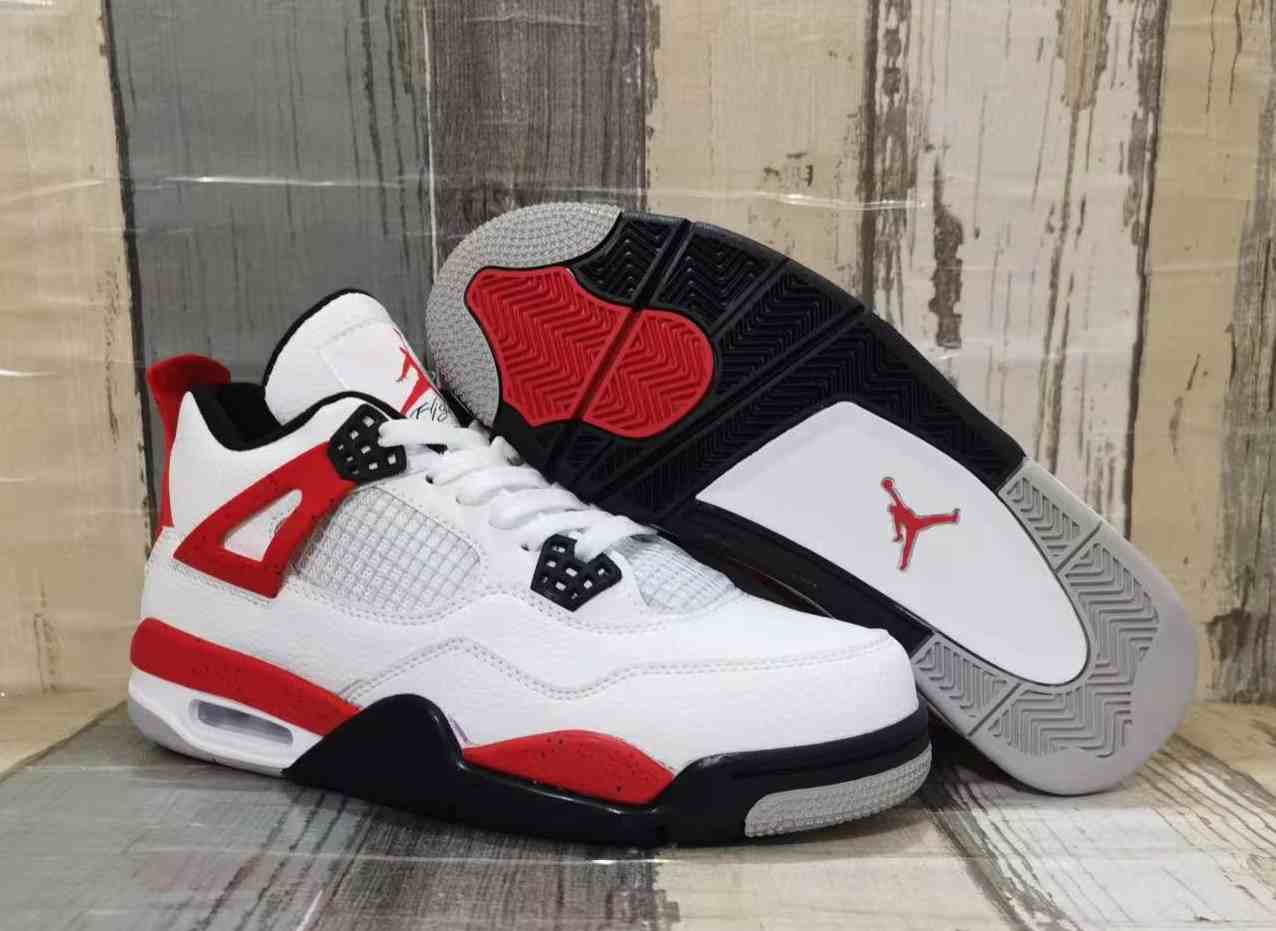 Air Jordan 4 White red black us8-us13 Men's shoes