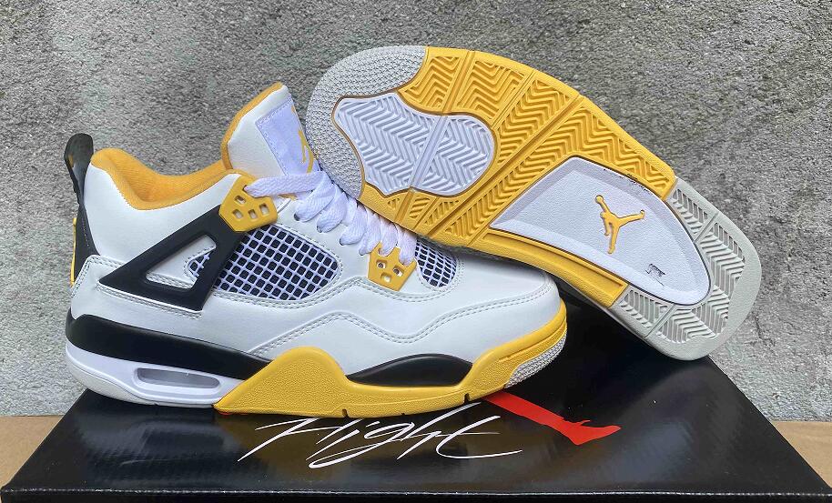 Air Jordan 4  White Black Yellow us5.5-us13 Men's shoes