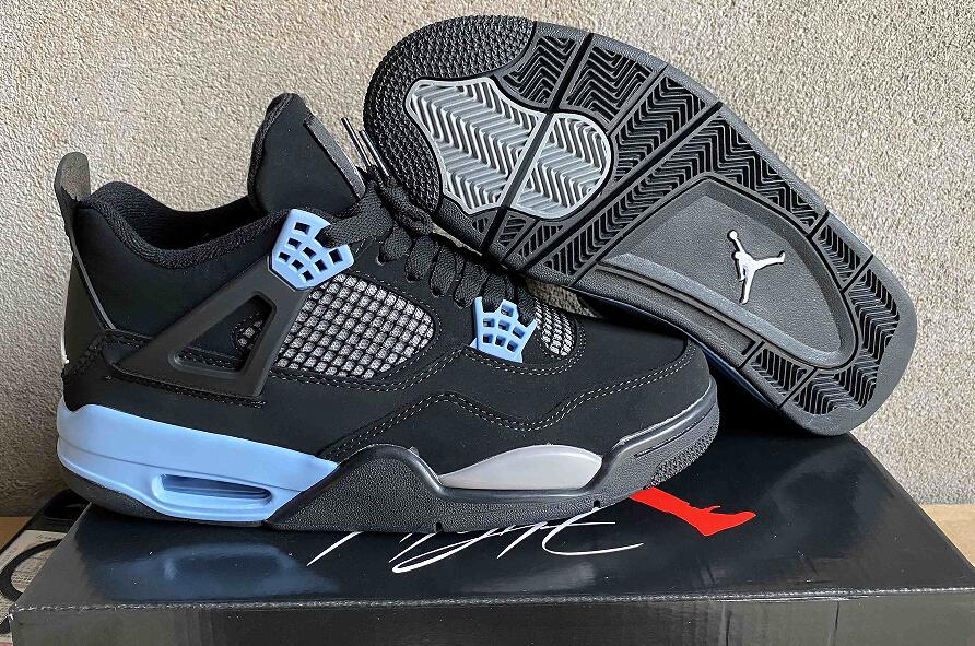 Air Jordan 4  Black Grey blue  us5.5-us13 Men's shoes