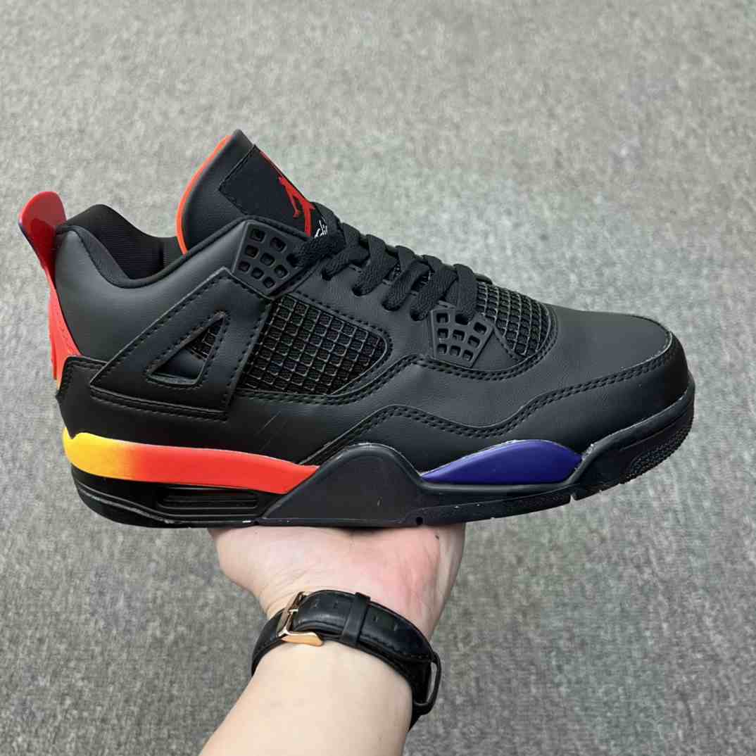 J Balvin x Air Jordan 4 Retro Co branded Gradient Black Rainbow Smile AJ4 Jordan 4th Generation aj4 Joe 4 Co branded Gradient Black Rainbow Jordan Basketball Shoes us8-us13