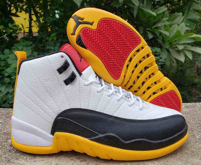 Air Jordan 12 White Black Yellow us7-us13 Men's shoes