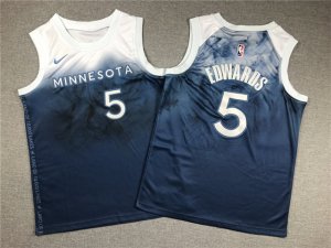 Youth Minnesota Timberwolves #5 Anthony Edwards 2023-24 Blue City Edition Swingman Jersey