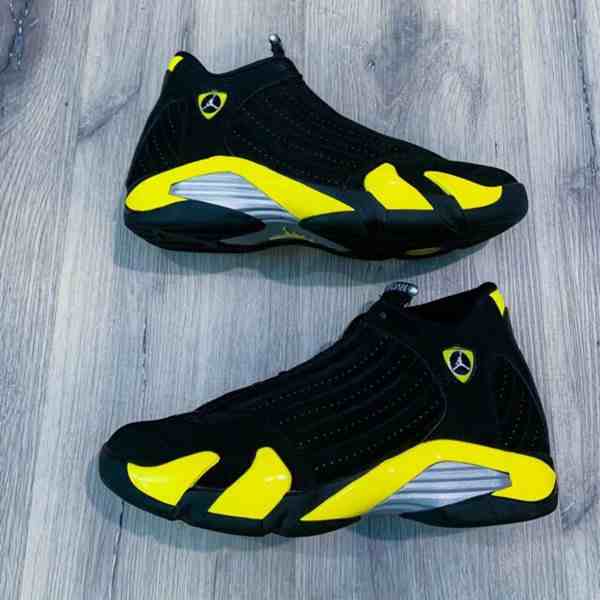 Men's Running Weapon Air Jordan 14 Black Yellow Shoes 013