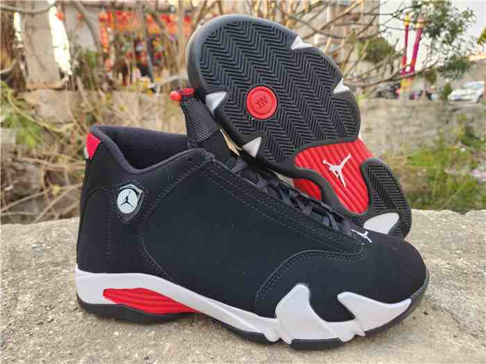 Men's Running Weapon Air Jordan 14 Black Red Shoes 015