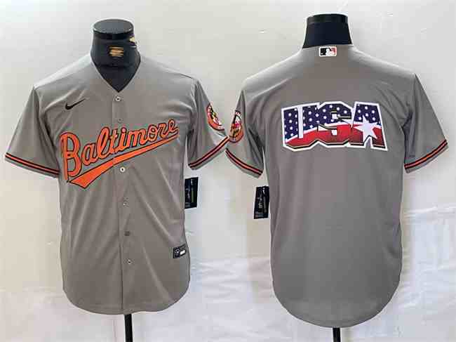Men's Baltimore Orioles Gray Team Big Logo Cool Base  Stitched Jersey