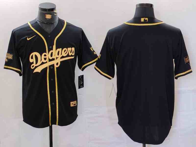 Men's Los Angeles Dodgers Blank Black Gold World Series Champions Cool Base Stitched Jersey