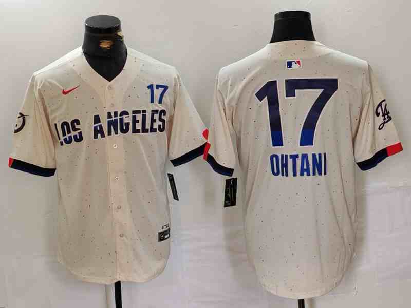 Men's Los Angeles Dodgers #17 Shohei Ohtani Cream 2024 City Connect Limited Jersey