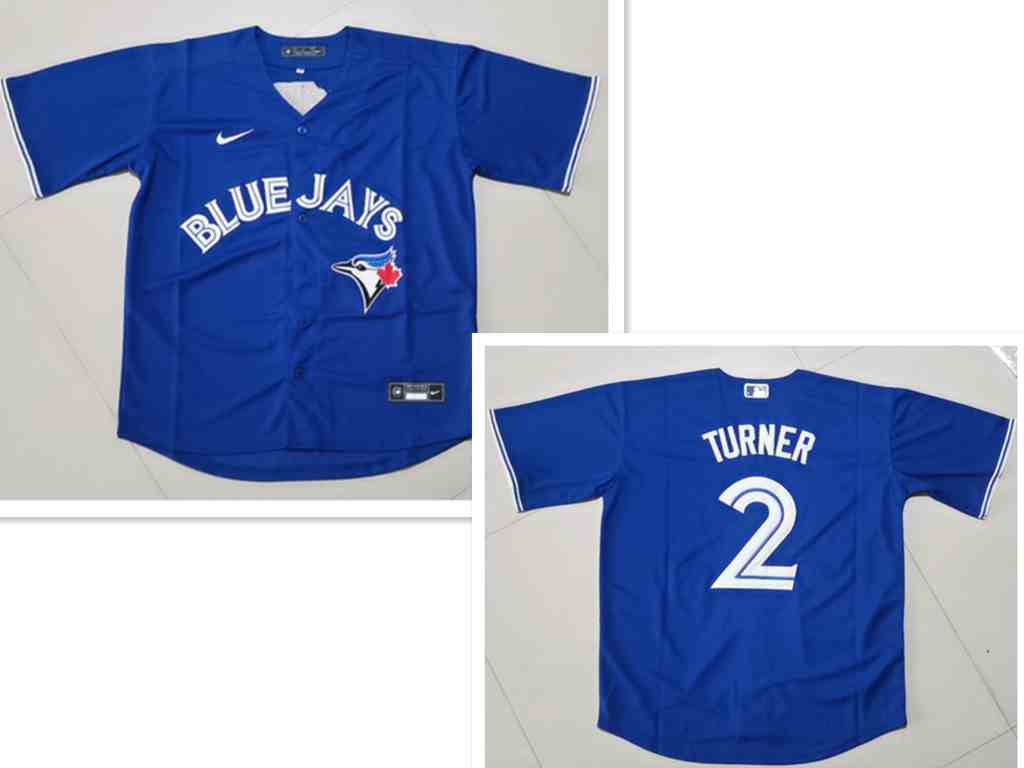 Men's Toronto Blue Jays #2 Justin Turner Blue Cool Base Stitched Jersey