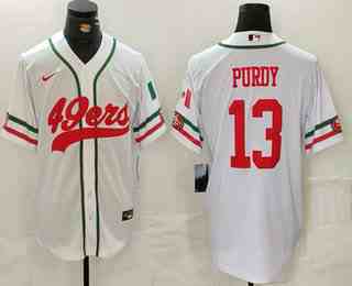Men's San Francisco 49ers #13 Brock Purdy White Mexico Cool Base Stitched Baseball Jersey
