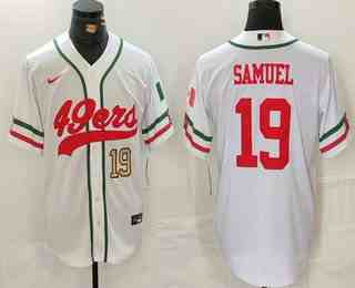 Men's San Francisco 49ers #19 Deebo Samuel Number White Mexico Cool Base Stitched Baseball Jersey