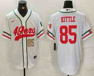 Men's San Francisco 49ers #85 George Kittle Number White Mexico Cool Base Stitched Baseball Jersey