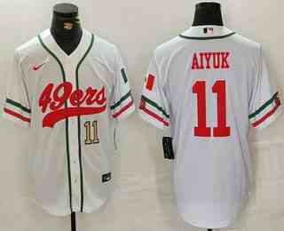 Men's San Francisco 49ers #11 Brandon Aiyuk Number White Mexico Cool Base Stitched Baseball Jersey