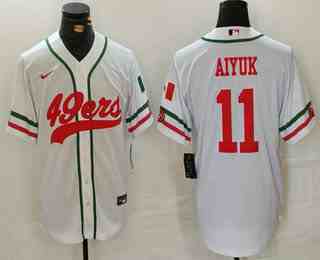 Men's San Francisco 49ers #11 Brandon Aiyuk White Mexico Cool Base Stitched Baseball Jersey