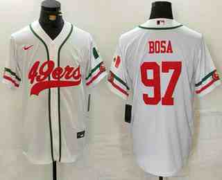 Men's San Francisco 49ers #97 Nick Bosa White Mexico Cool Base Stitched Baseball Jersey