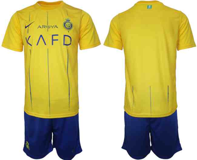 Men's Al Nassr Custom 2023-24 Yellow Away Soccer Jersey Suit