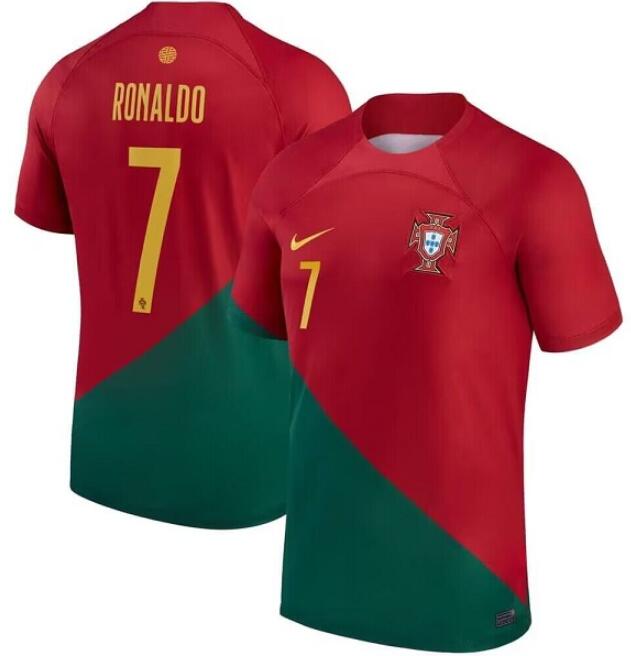 Men's Portugal Team #7 Cristiano Ronaldo Red Green Soccer Jersey