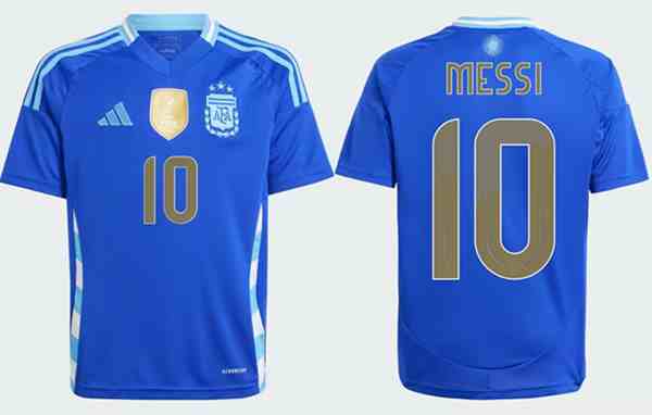 Men's Argentina #10 Lionel Messi Blue Away Soccer Jersey