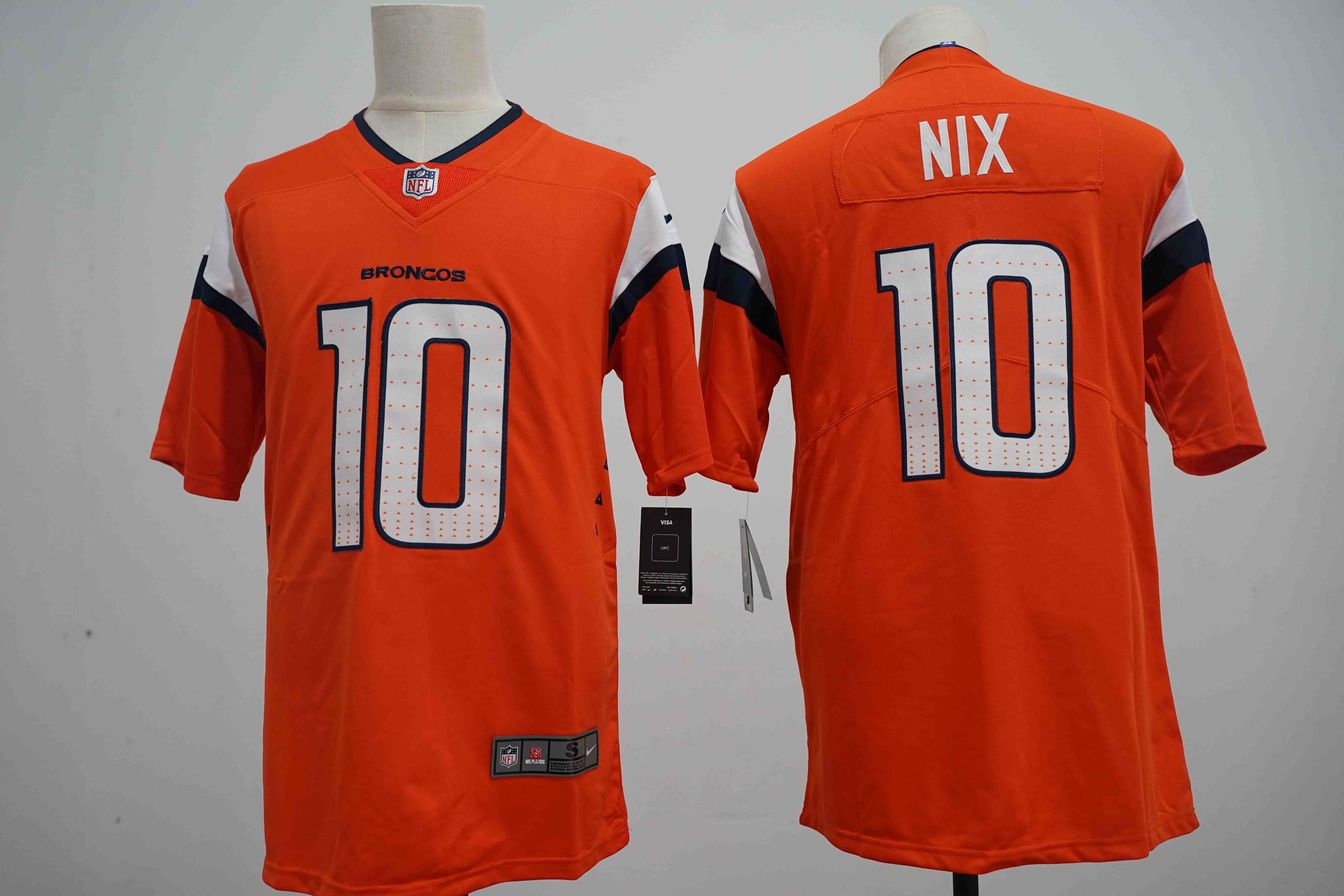 Men's Denver Broncos #10 Bo Nix Orange 2024 Draft Vapor Limited Football Stitched Jersey