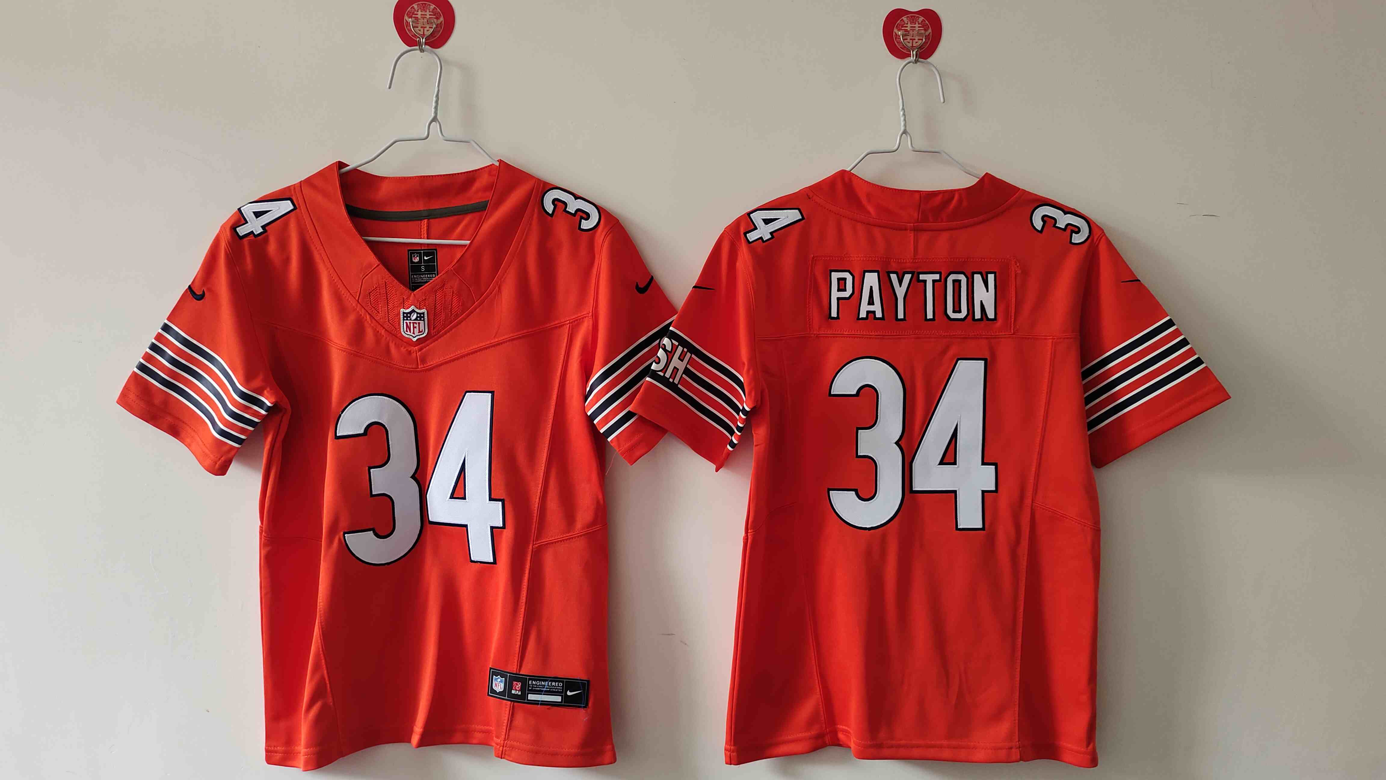 Youth Chicago Bears #34 Walter Payton Orange 2024 Draft F.U.S.E Vapor Football Stitched Jersey