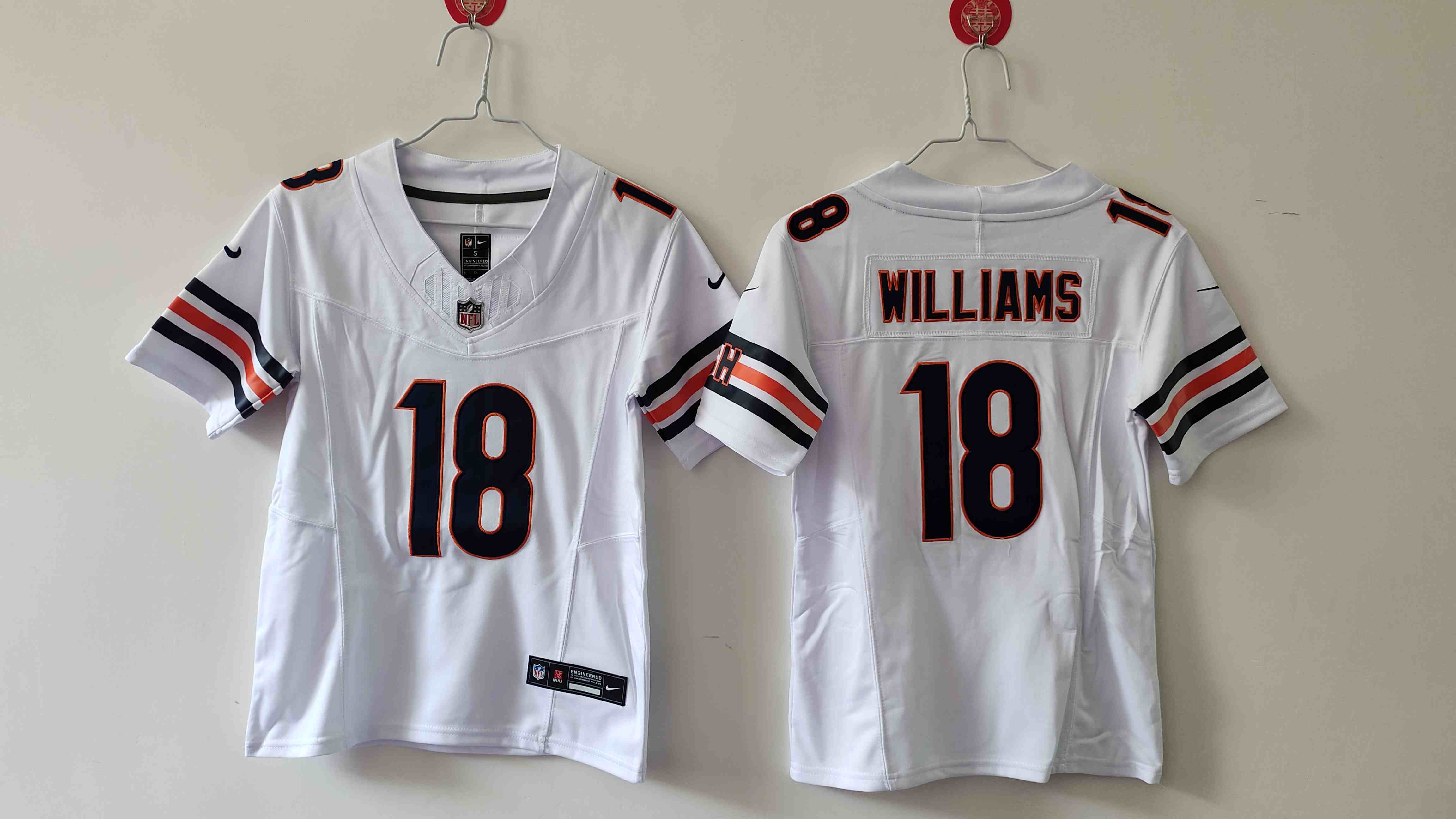 Women's Chicago Bears #18 Caleb Williams White 2024 Draft F.U.S.E Vapor Football Stitched Jersey