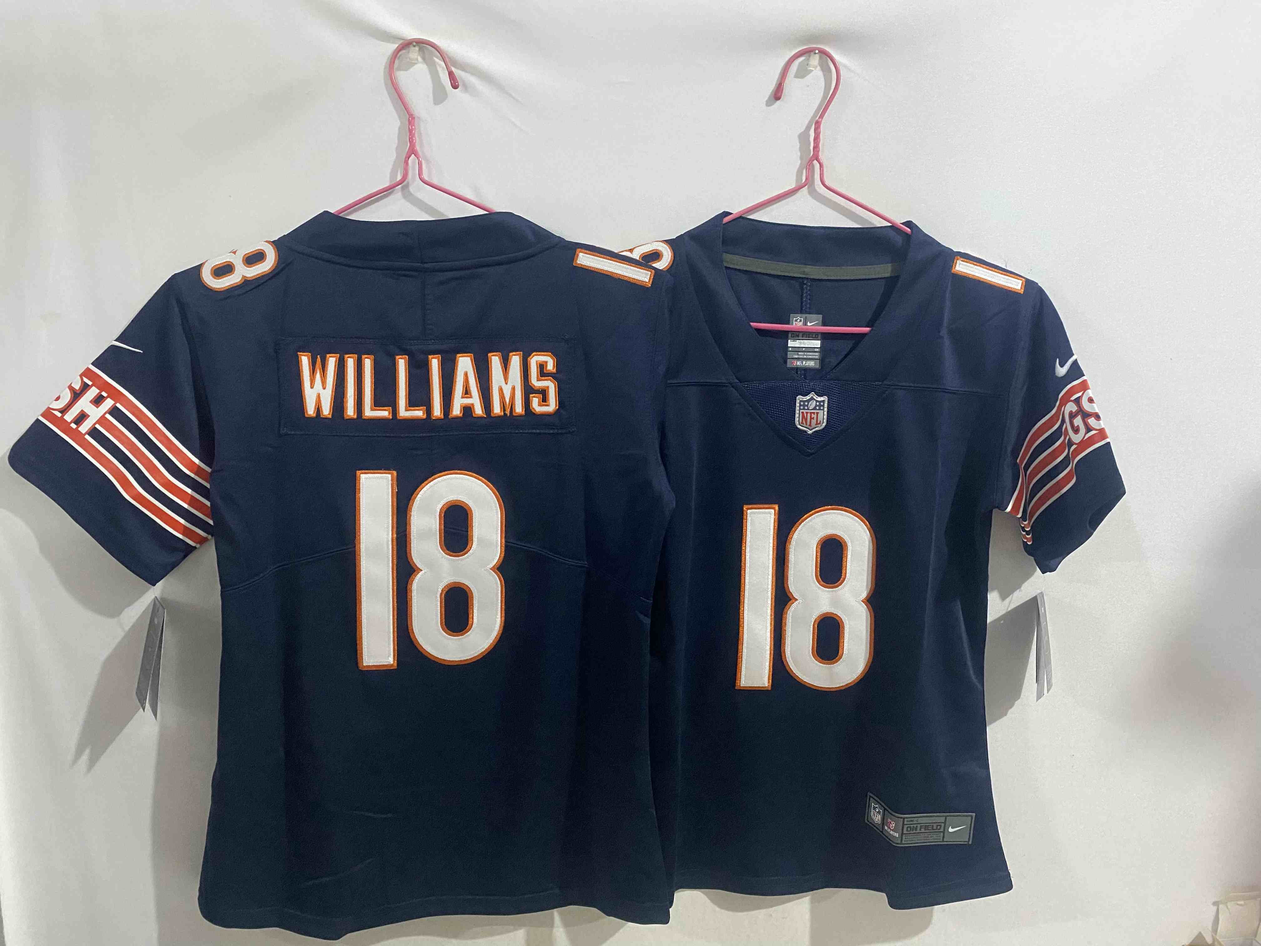 Women's Chicago Bears #18 Caleb Williams Navy 2024 Draft Vapor Football Stitched Jersey