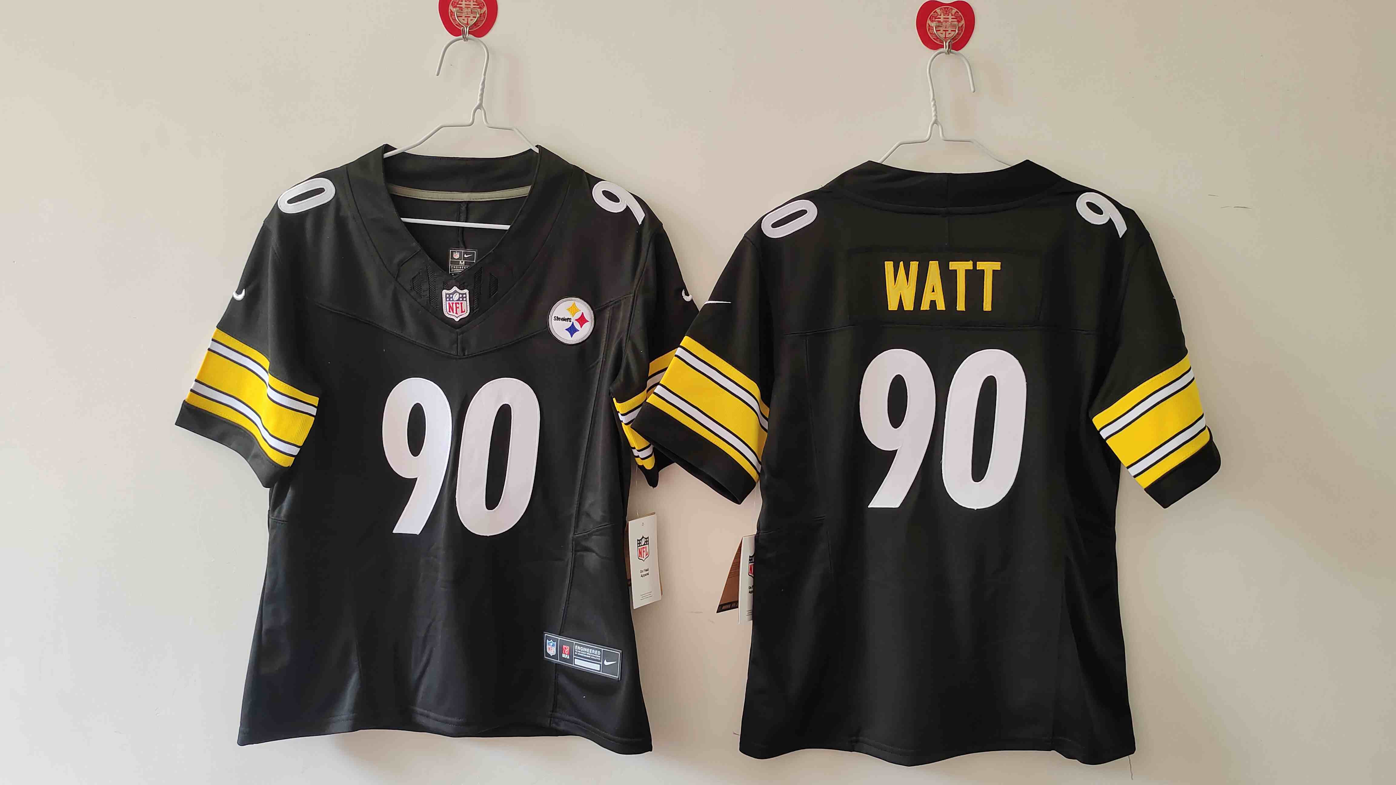 Women's Pittsburgh Steelers #90 T.J. Watt Black 2023 F.U.S.E. Vapor Untouchable Limited Stitched Jersey