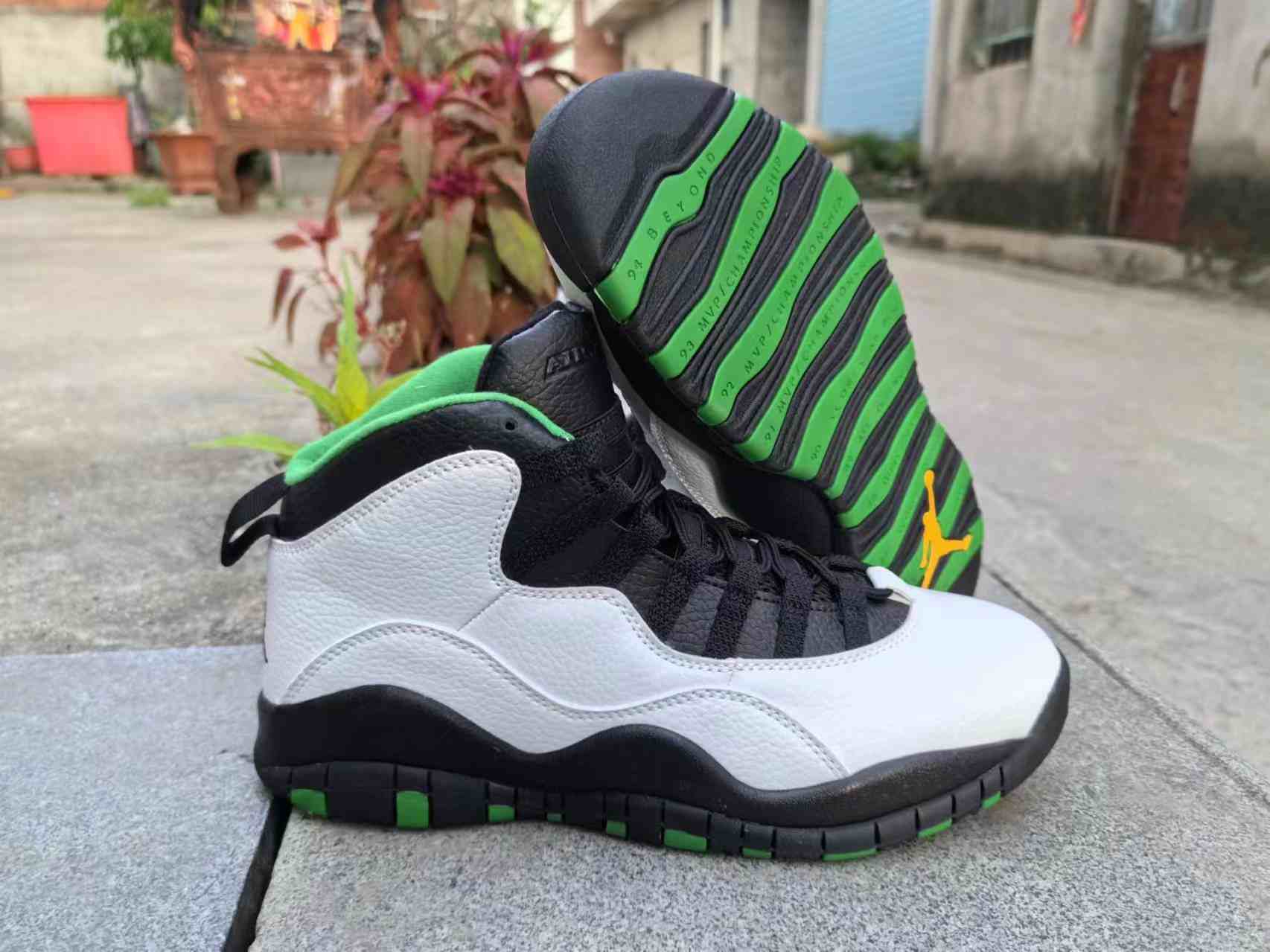 Air Jordan 10 White Black  Green Men's shoes us7-us13