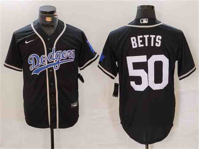 Men's Los Angeles Dodgers #50 Mookie Betts Black Fashion Cool Base Stitched Baseball Jersey