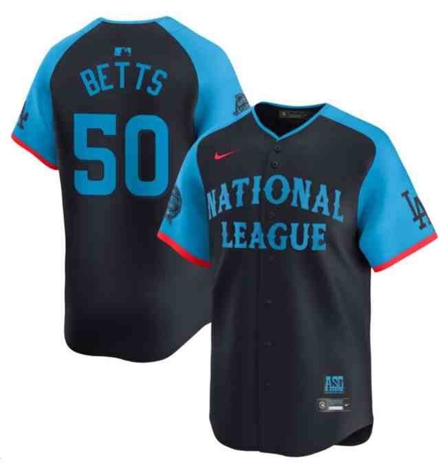 Men's National League #50 Mookie Betts Navy 2024 All-Star Limited Stitched Baseball Jersey
