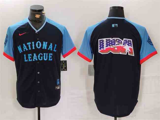 Men's National League Navy 2024 All-Star Big Logo Limited Stitched Baseball Jersey
