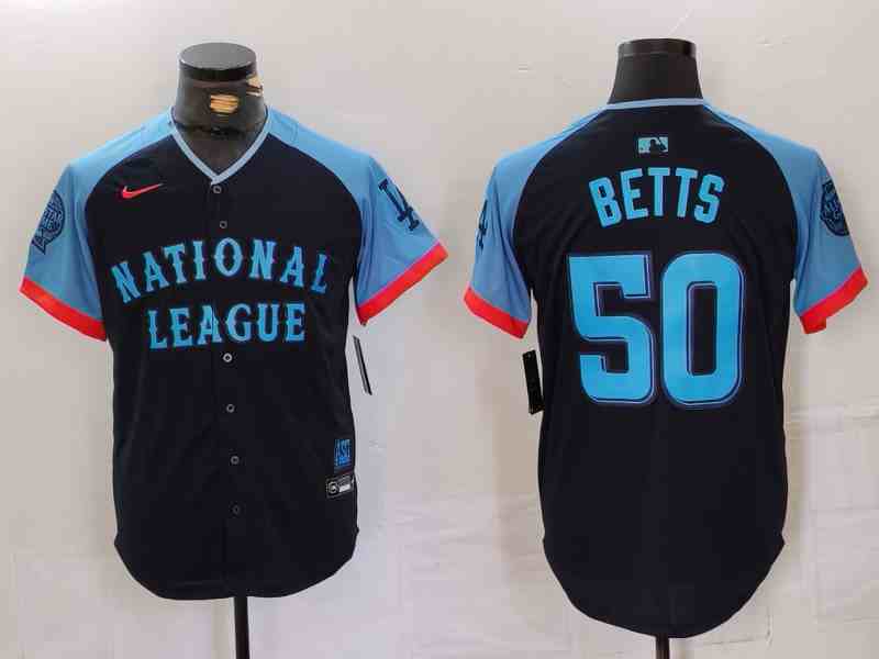 Men's Los Angeles Dodgers #50 Mookie Betts Navy 2024 All Star Limited Stitched Jersey