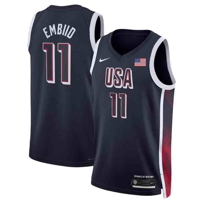 Men's USA Basketball #11 Joel Embiid Navy 2024 Swingman Stitched Jersey