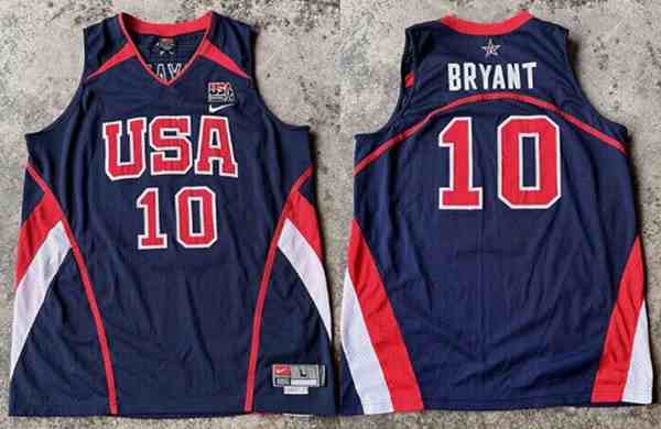 Men's USA Basketball #10 Kobe Bryant Navy Stitched Jersey